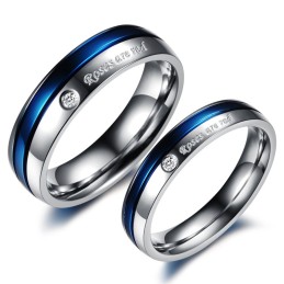 Anello In Titanio Bianco E Blu Con Reputazione Affidabile Per Gli Amanti Con Diamante