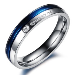 Anello In Titanio Bianco E Blu Con Reputazione Affidabile Per Gli Amanti Con Diamante
