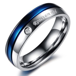 Anello In Titanio Bianco E Blu Con Reputazione Affidabile Per Gli Amanti Con Diamante