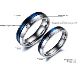 Anello In Titanio Bianco E Blu Con Reputazione Affidabile Per Gli Amanti Con Diamante