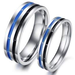 Anello In Titanio Blu-Nero Facile Da Usare Per Gli Innamorati
