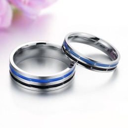 Anello In Titanio Blu-Nero Facile Da Usare Per Gli Innamorati
