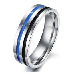 Anello In Titanio Blu-Nero Facile Da Usare Per Gli Innamorati