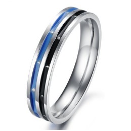 Anello In Titanio Blu-Nero Facile Da Usare Per Gli Innamorati