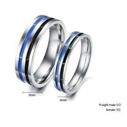 Anello In Titanio Blu-Nero Facile Da Usare Per Gli Innamorati