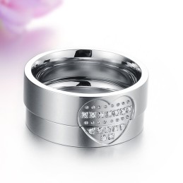 Anello In Titanio Di Alta Qualità A Forma Di Cuore Per Gli Amanti Con Strass