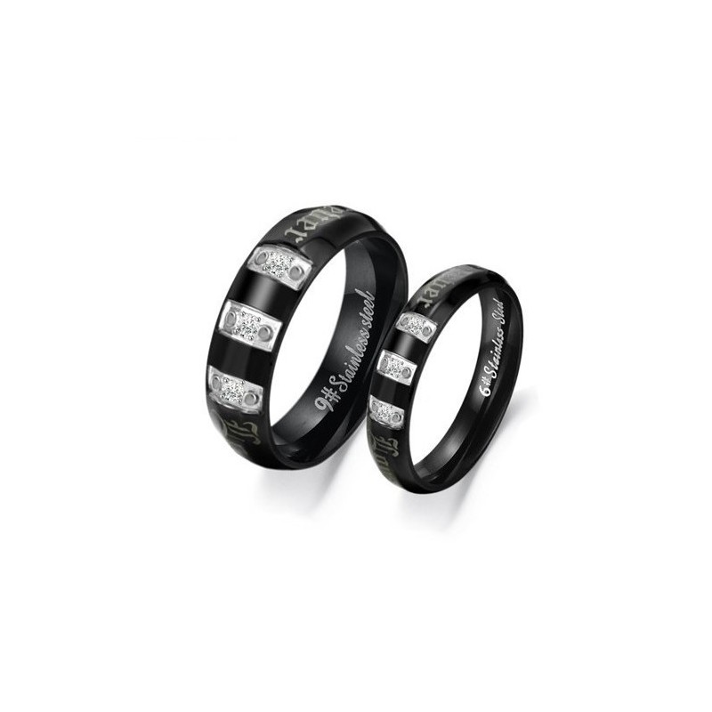 Completo Nelle Specifiche Anello In Titanio Nero Per Amanti Con Strass Completo Nelle Specifiche Anello In Titanio Nero Per Amanti Con Strass