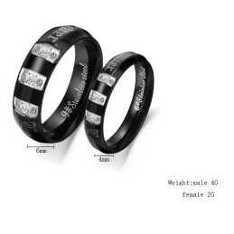 Completo Nelle Specifiche Anello In Titanio Nero Per Amanti Con Strass