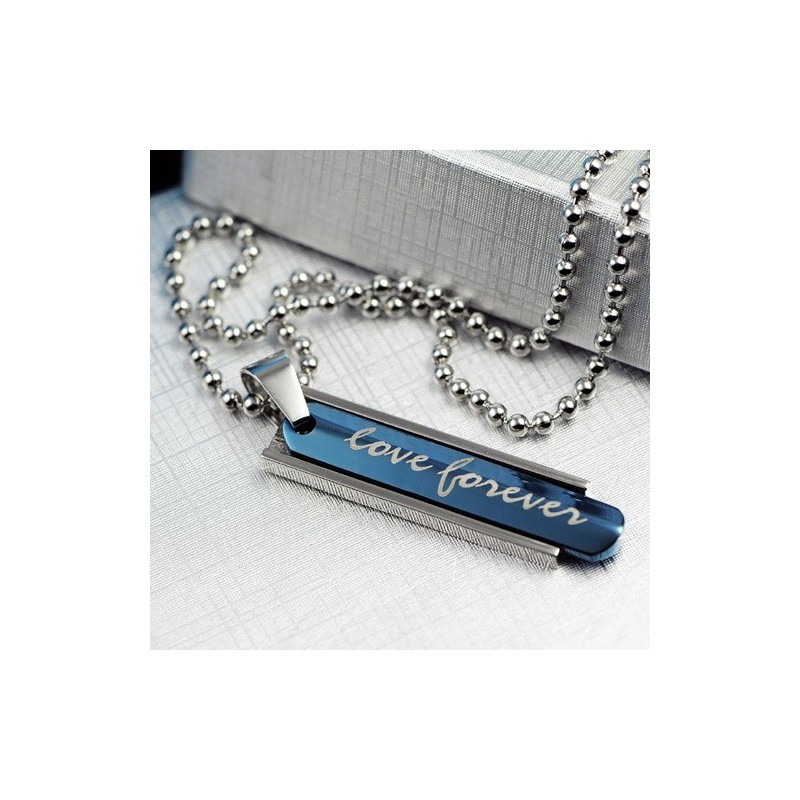 Collana Con Ciondolo In Titanio Di Colore Blu, Nuovo Stile Collana Con Ciondolo In Titanio Di Colore Blu, Nuovo Stile