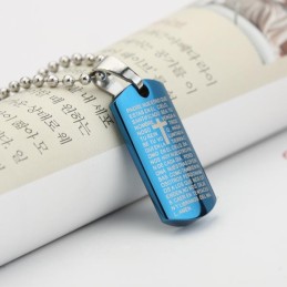 Collana Con Ciondolo In Acciaio Al Titanio Con Croce Blu Cielo Da Uomo, Regalo Per La Bibbia