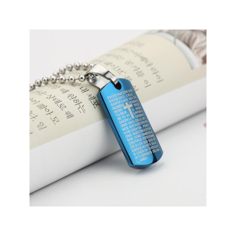 Collana Con Ciondolo In Acciaio Al Titanio Con Croce Blu Cielo Da Uomo, Regalo Per La Bibbia Collana Con Ciondolo In Acciaio Al Titanio Con Croce Blu Cielo Da Uomo, Regalo Per La Bibbia