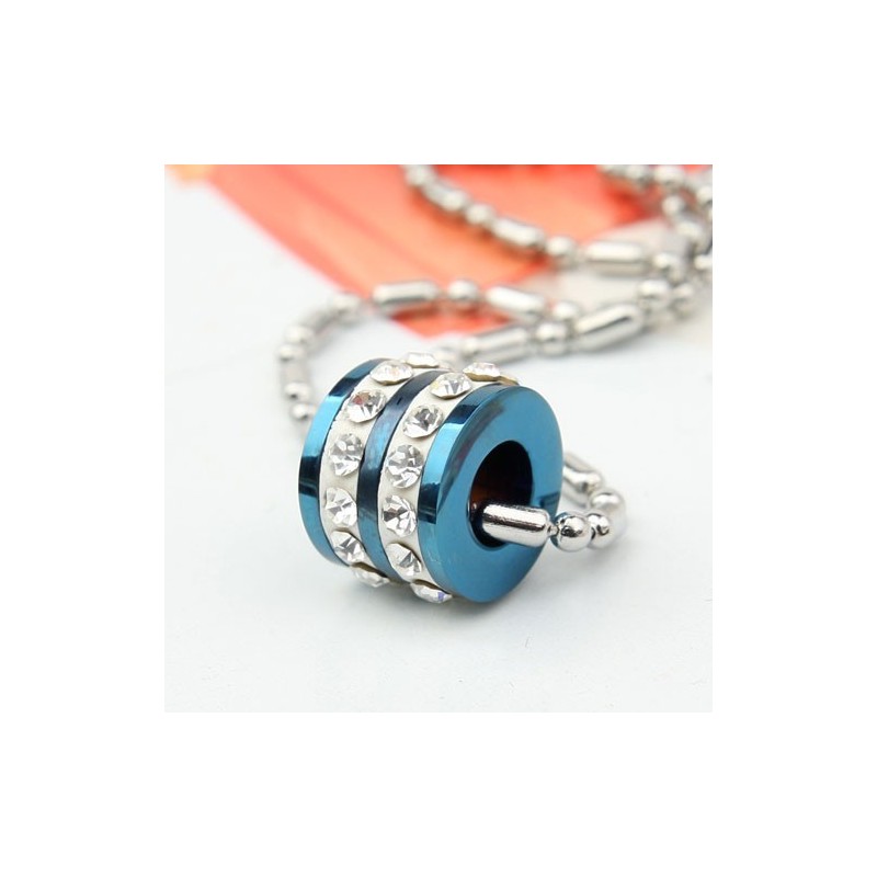 Anello Blu Alla Moda Con Ciondolo In Titanio Con Diamanti E Collana Anello Blu Alla Moda Con Ciondolo In Titanio Con Diamanti E Collana