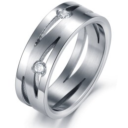 Anello In Titanio Labirinto Di Qualità Stabile Per Gli Amanti Con Strass