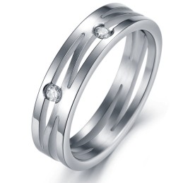 Anello In Titanio Labirinto Di Qualità Stabile Per Gli Amanti Con Strass