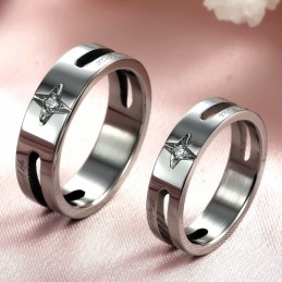Anello In Titanio A Forma Di Stella Di Qualità Stabile Per Gli Amanti
