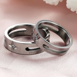 Anello In Titanio A Forma Di Stella Di Qualità Stabile Per Gli Amanti