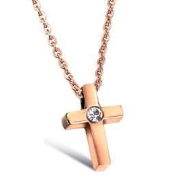 Collana In Titanio Con Croce Di Qualità Queen Of Quality E Strass