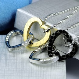Ciondolo E Collana In Titanio A Forma Di Cuore Per Coppia (Un Paio)