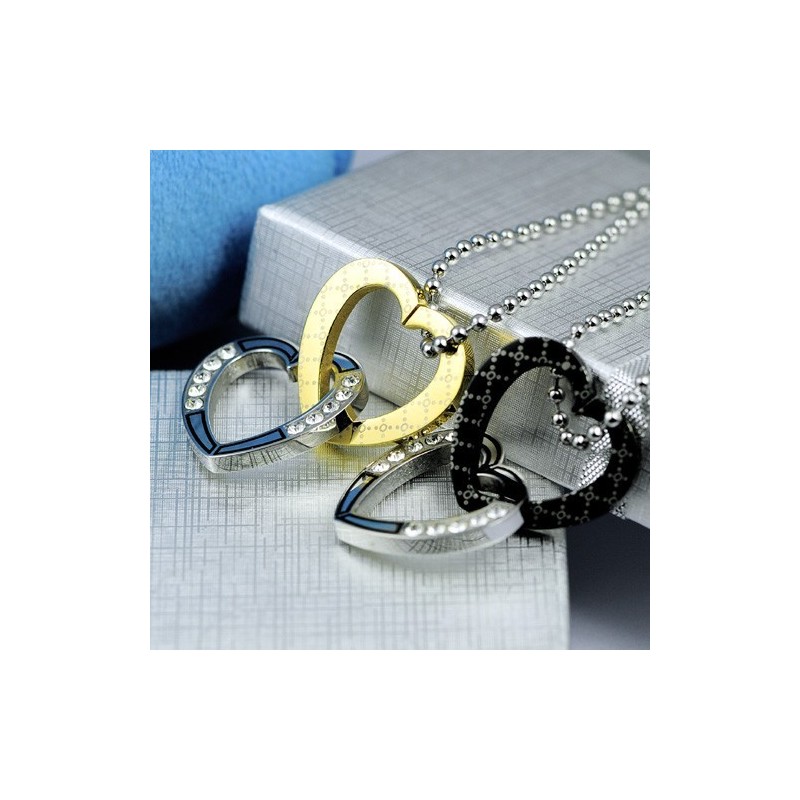 Ciondolo E Collana In Titanio A Forma Di Cuore Per Coppia (Un Paio) Ciondolo E Collana In Titanio A Forma Di Cuore Per Coppia (Un Paio)