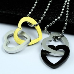 Ciondolo E Collana In Titanio A Forma Di Cuore Per Coppia (Un Paio)