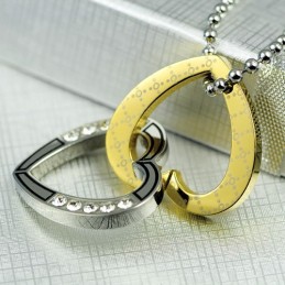 Ciondolo E Collana In Titanio A Forma Di Cuore Per Coppia (Un Paio)