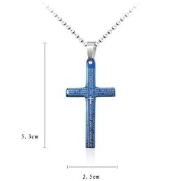 Collana E Ciondolo Con Croce Biblica Blu Da Uomo