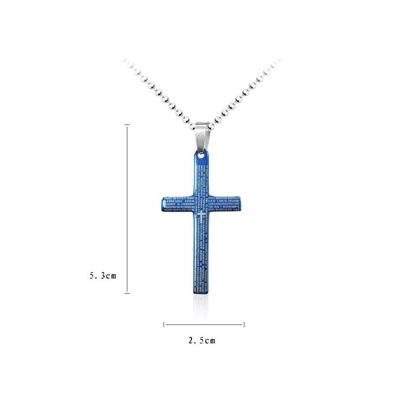 Collana E Ciondolo Con Croce Biblica Blu Da Uomo Collana E Ciondolo Con Croce Biblica Blu Da Uomo