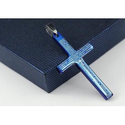 Collana E Ciondolo Con Croce Biblica Blu Da Uomo