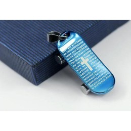 Ciondolo E Collana Con Croce Blu E Bibbia E Skateboard Da Uomo