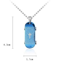 Ciondolo E Collana Con Croce Blu E Bibbia E Skateboard Da Uomo