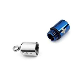 Collana Con Ciondolo A Forma Di Pillola In Titanio Puro E Argento Blu Con Croce