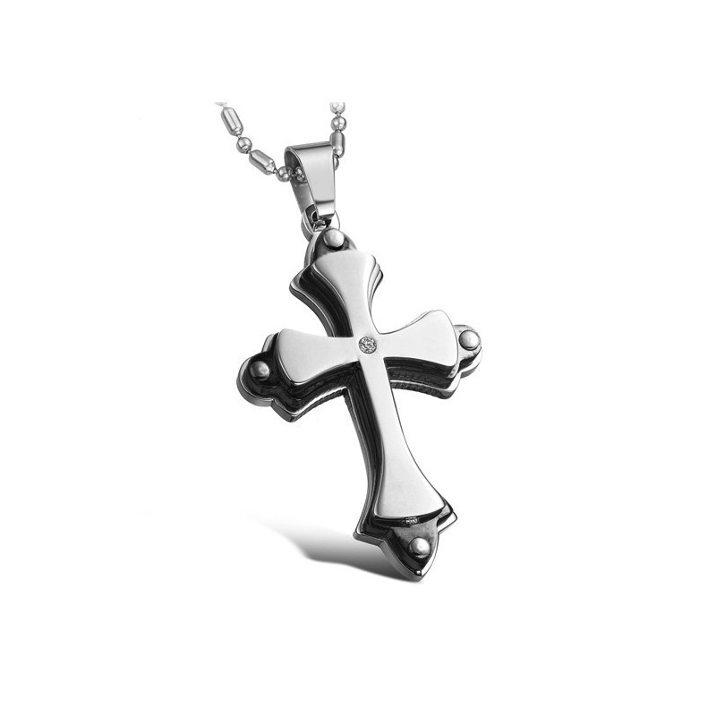 Collana In Titanio Con Croce E Strass, Qualità E Quantità Garantite Collana In Titanio Con Croce E Strass, Qualità E Quantità Garantite