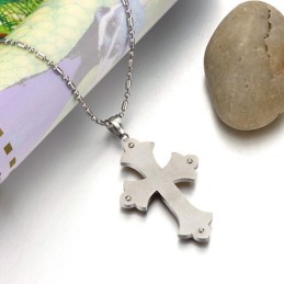 Collana Con Croce Femminile In Titanio Con Strass, Completa Nelle Specifiche