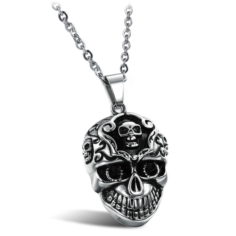 Collana In Titanio Con Teschio Maschile Di Qualità Superiore Collana In Titanio Con Teschio Maschile Di Qualità Superiore