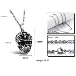 Collana In Titanio Con Teschio Maschile Di Qualità Superiore