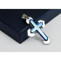 Ciondolo E Collana In Titanio Con Croce Biblica