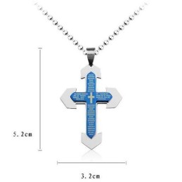 Ciondolo E Collana In Titanio Con Croce Biblica