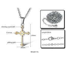 Collana In Titanio Con Croce Femminile Facile Da Usare Con Strass