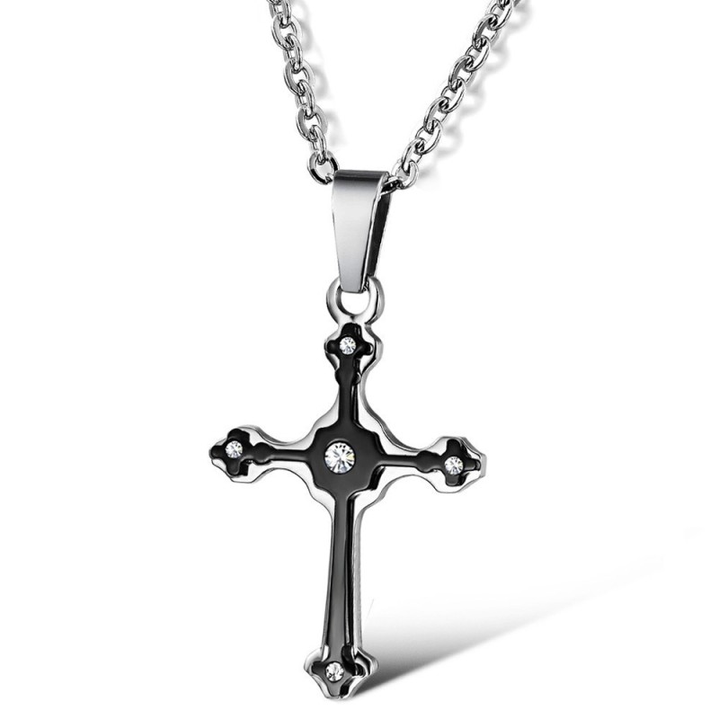 Collana In Titanio Con Croce Femminile Di Eccellente Qualità Con Strass Collana In Titanio Con Croce Femminile Di Eccellente Qualità Con Strass