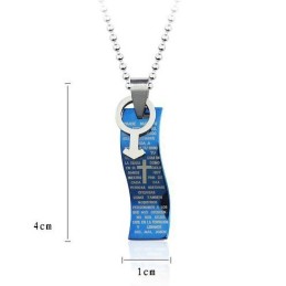 Ciondolo E Collana In Titanio Con Croce Biblica In Stile Blu, Simboli Per Uomo