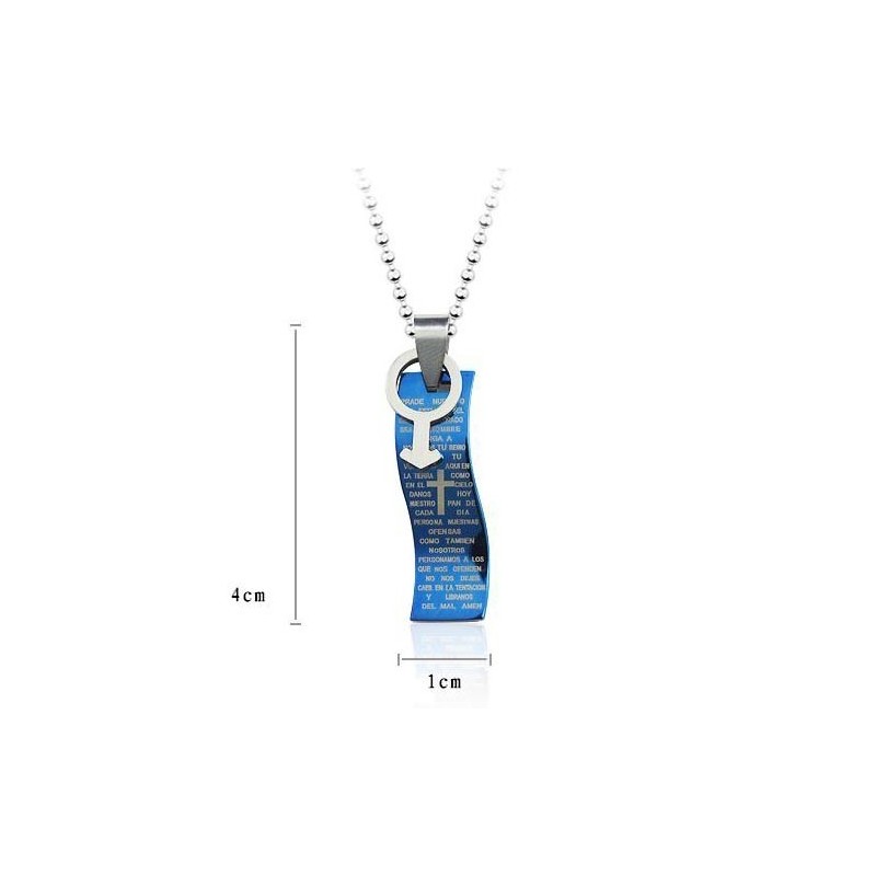 Ciondolo E Collana In Titanio Con Croce Biblica In Stile Blu, Simboli Per Uomo Ciondolo E Collana In Titanio Con Croce Biblica In Stile Blu, Simboli Per Uomo