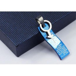 Ciondolo E Collana In Titanio Con Croce Biblica In Stile Blu, Simboli Per Uomo