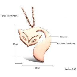 Collana In Titanio A Forma Di Volpe Femmina Completa Nelle Specifiche