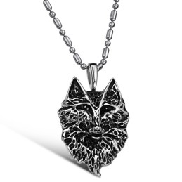 Collana In Titanio Con Totem Del Lupo Da Uomo, Completa Nelle Specifiche