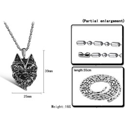 Collana In Titanio Con Totem Del Lupo Da Uomo, Completa Nelle Specifiche