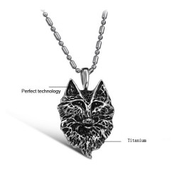 Collana In Titanio Con Totem Del Lupo Da Uomo, Completa Nelle Specifiche