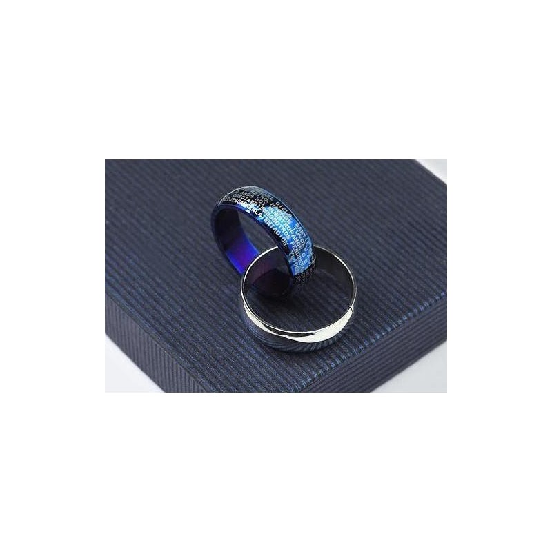 Ciondolo E Collana In Titanio Con Croce Biblica Blu E Argento