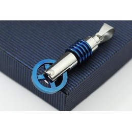 Ciondolo E Collana In Titanio Monociclo Blu E Argento