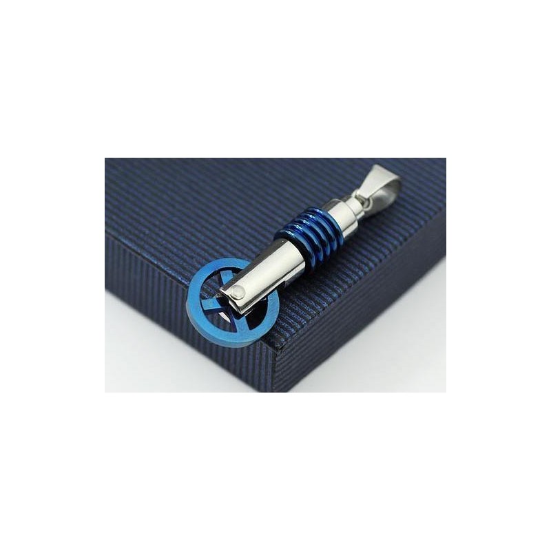 Ciondolo E Collana In Titanio Monociclo Blu E Argento Ciondolo E Collana In Titanio Monociclo Blu E Argento