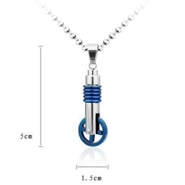 Ciondolo E Collana In Titanio Monociclo Blu E Argento